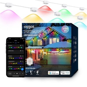 ELJGET 100FT Permanent Outdoor Lights, Smart RGB+IC Outdoor Lights with 72 Scene Modes, 60 LED Eaves Lights for Holidays, Party, Daily - 1 of 4