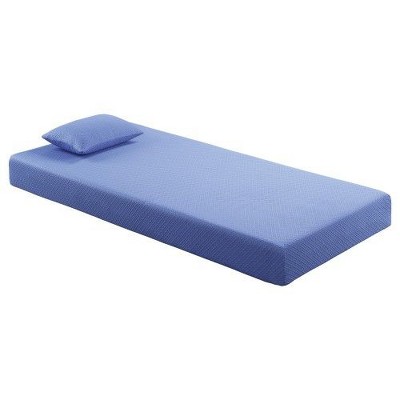 MAXZZZ 7 inch Twin Mattress and Pillow Set Breathable Fabric Gel-Infused Memory Foam Mattress, Blue