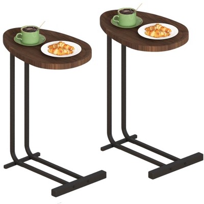 KTMBDW C-Shaped Side Table, C Table End Table for Sofa and Bedside, Couch Side Tables with Metal Frame Slide for Bedroom Living Room