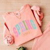 Simply Sage Market Spring Vibes Arched Varsity Lightweight Garment Dyed Sweatshirt - L - Peachy - 3 of 4