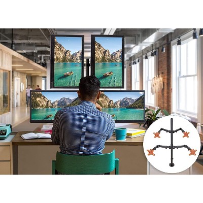 Adjustable Black Quad Monitor Mount with VESA Compatibility