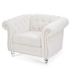 39" Teddy Velvet 1-Seater Sofa Chair with Acrylic Legs and Soft Cushion - 3 of 4