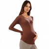 Anna-Kaci Women's Maternity Long Sleeve Stretch Knit Top with Soft Seamless Fit and Gentle Belly-Shaping Silhouette - 2 of 4
