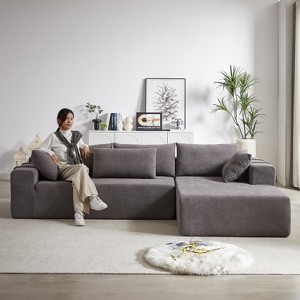 108"W Modern Chenille Upholstered Sectional Sofa Set, L-Shaped Free Combination Sofa Couch With 6 Pillows - ModernLuxe - 1 of 4