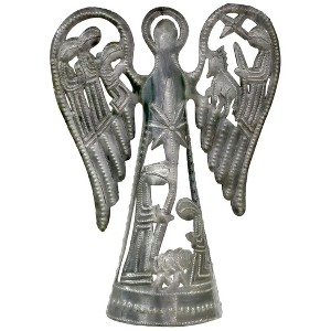 Slickblue Handcrafted Steel Angel - 12-Inch Tall with Detailed Nativity Scene, Versatile Tree Topper or Candle Decoration - 1 of 3
