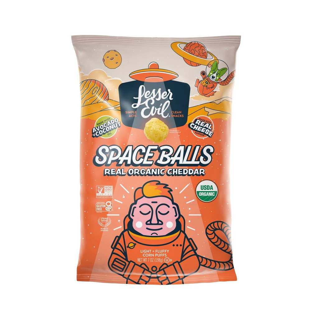 LesserEvil Real Organic Cheddar Spaceballs - 7oz