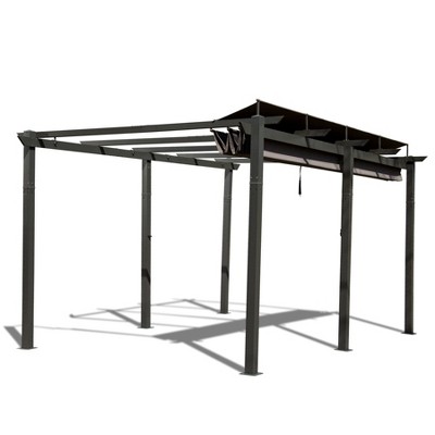 VisioGear Canopies and Gazebos, Outdoor Gazebos with Retractable Pergola, Gazebo Pavilion for Garden, Gray, 190.8"*132"*100.44"