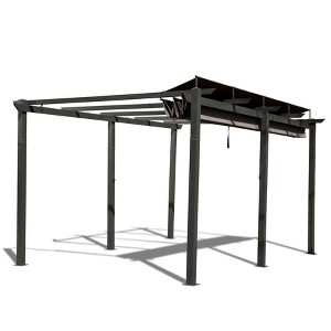 VisioGear Canopies and Gazebos, Outdoor Gazebos with Retractable Pergola, Gazebo Pavilion for Garden, Gray, 190.8"*132"*100.44" - 1 of 4
