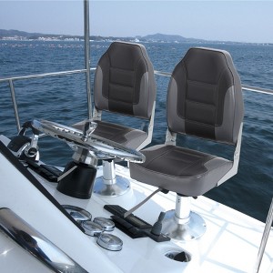 2 Pack Folding Boat Seats, High Back Fishing Boat Seat, Comfortable Boat Chairs with Thick Sponge Padding and Hinge for Sightseeing Boat, Speedboat - 1 of 4
