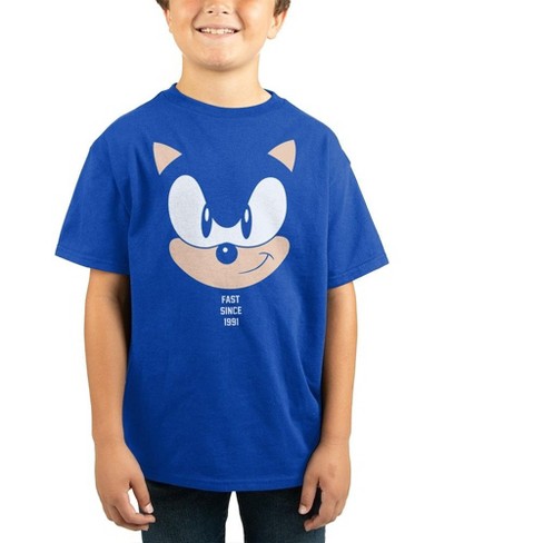 Sonic the Hedgehog Modern Characters With Logo Youth Boy's Royal Blue  T-Shirt-XS