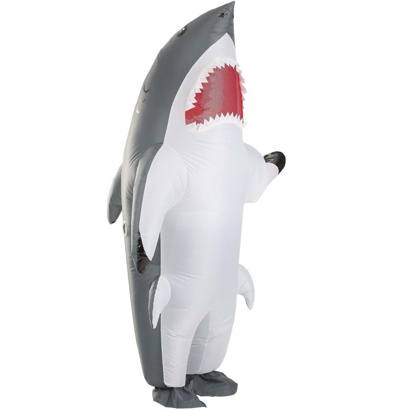 HalloweenCostumes.com One Size Fits Most   Inflatable Shark Costume for Adults, White/Gray, 1 of 8