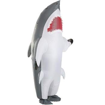 HalloweenCostumes.com One Size Fits Most   Inflatable Shark Costume for Adults, White/Gray
