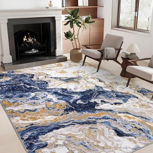 Luxury Washable Rug - Abstract Marble Non-Slip Accent Rug for Living Room & Kitchen - 1 of 4