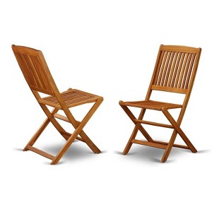 East West Furniture Cameron Patio Dining Chairs in Natural Oil (Set of 2) - 1 of 4