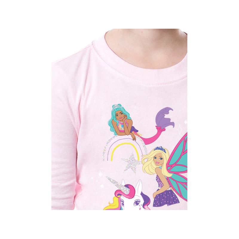 Barbie Girls' Magical Mermaid Fairy Unicorn Sparkle 2 Piece Sleep Pajama Set Pink, 2 of 5