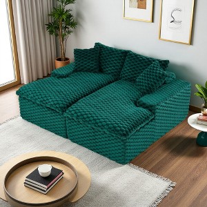 71" Turtle Velvet Double Chaise Lounge with Compressed Sponge - 1 of 4