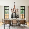 BAOURE Rustic Foyer Chandelier 8 Light Farmhouse Candle Style Light Fixtures, 30in Vintage Faux Wood Chandeliers for Dining Room Entryway, Brown - 4 of 4