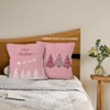 Pink Winter Christmas Throw Pillow Covers 18x18 Set of 4, Christmas Tree Santa Claus Home Decor Pillow Case - 3 of 4
