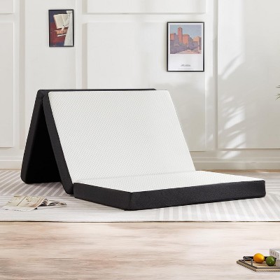 Dyonery 3" Single Tri Fold Memory Foam Mattress Foldable Bed Mattress with Washable Cover Portable Mattress Topper for Yoga/Camping/RV/Guest Beds
