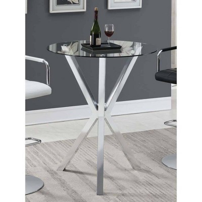 Denali Round Glass Top Chrome Bar Height Table
