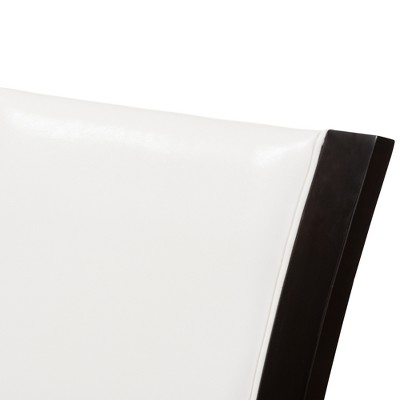 Adley White Faux Leather and Dark Brown Wood Parsons Side Chair Set