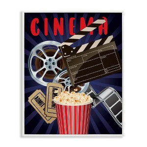 Stupell Industries Cinema Movie Reel Popcorn Entertainment Sign, 30" x 24" - 1 of 4