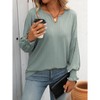 Women Tops Blouse Causal Shirts Puff Long Sleeve Tunic V Neck - 4 of 4