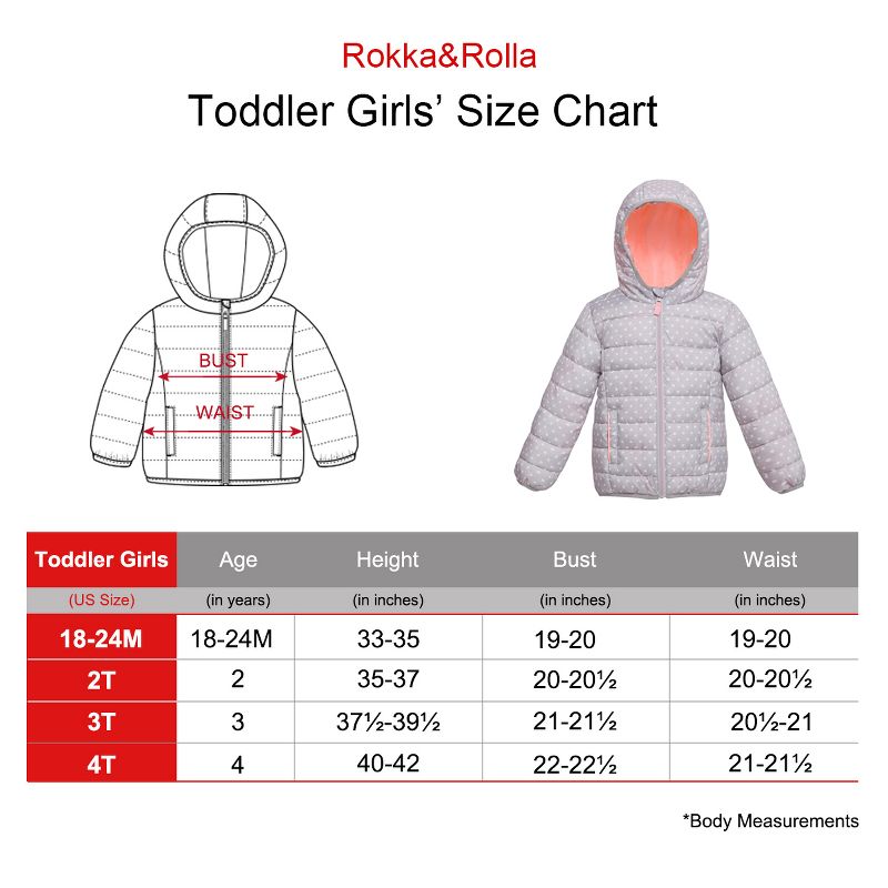 Rokka&Rolla Toddler Little Girls' Light Puffer Jacket Winter Coat, 3 of 11