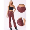 INSPIRE CHIC Women's High Waist Bottom Flared Faux Leather Pants With Pockets - 2 of 4