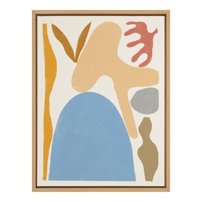 18" x 24" Sylvie Collage Abstract 2 Flinen Framed Canvas by Marcello Velho Natural - Kate and Laurel