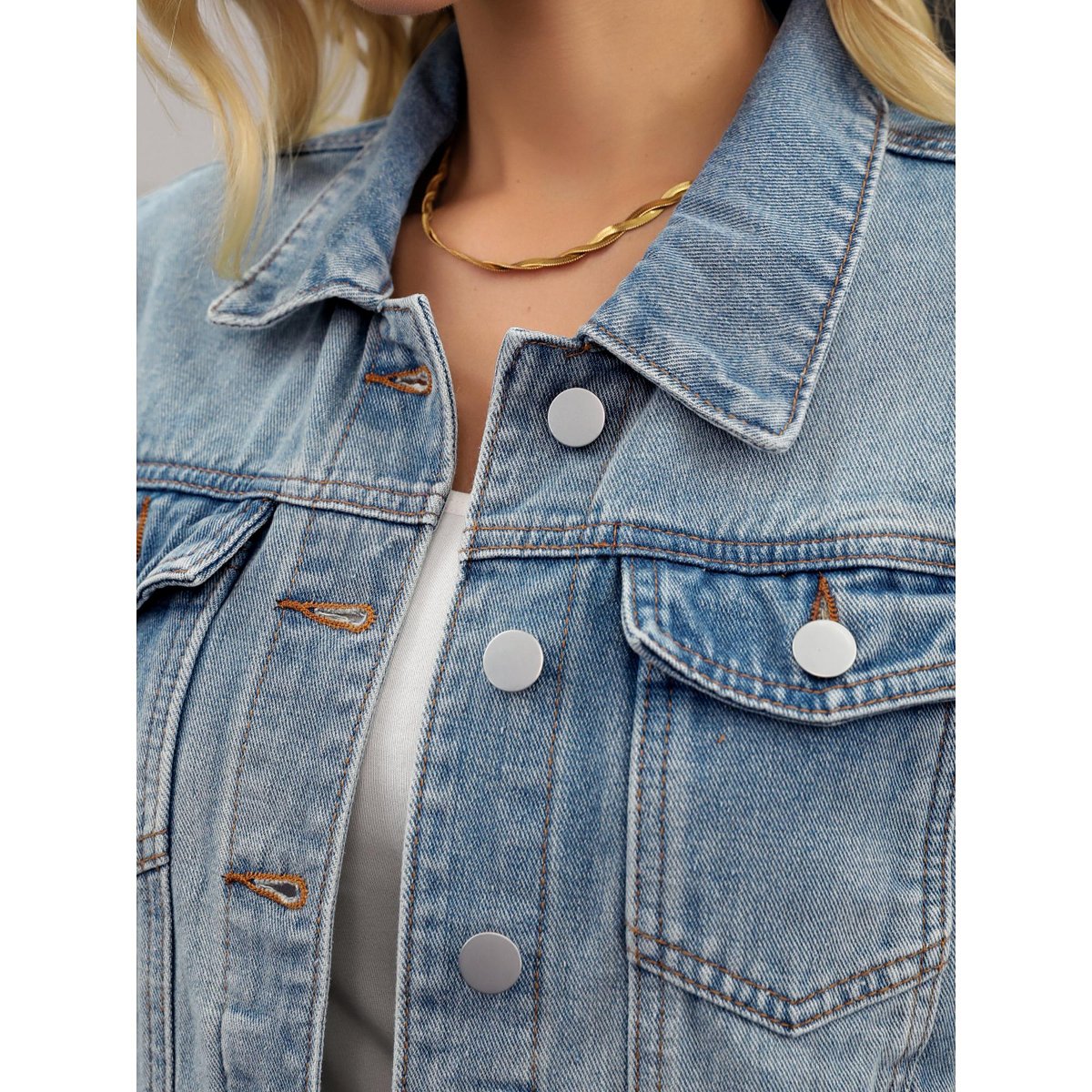 Женские куртки INSPIRE CHIC Women's 3/4 Sleeve Distressed Ripped Washed Button Down Cropped Jean Jackets Light Blue Small — фото 5