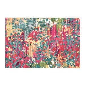 COZONY Washable Modern Abstract Runner Rug with Non-Slip Backing, Boho Chic Watercolor Design Low Pile Carpet for Hallway and Bedroom - 1 of 4