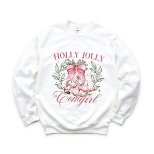 Simply Sage Market Women's Graphic Sweatshirt Holly Jolly Cowgirl Coquette - 1 of 4
