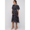 Pinkblush Black Floral Smocked Mesh Knit Maternity Midi Dress - 2 of 4