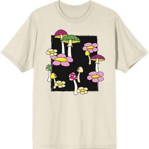 Mushrooms & Flowers Adult Crew Neck Short Sleee Tee - 1 of 2