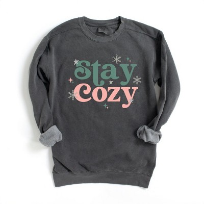 Simply Sage Market Women's  Garment Dyed Graphic Sweatshirt Stay Cozy Snowflake