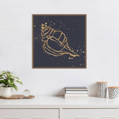 Gold Conch III Abstract Canvas Art with Beaded Bronze Frame