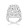 Slickblue 1.25ct Clear CZ Rhodium-Plated Filigree Cocktail Ring for Women, Contemporary Fashion, Sizes 5-10 - image 2 of 4