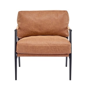 TiramisuBest Modern 27.56" Accent Chair with Plush Cushions, Wooden Armrests & Minimalist Metal Frame for Living, Bedroom, Office,Green - 1 of 4