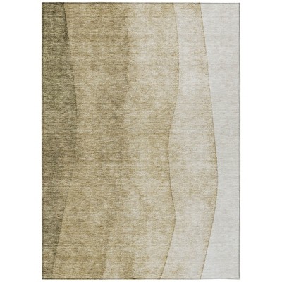 Taupe Beige And Ivory Ombre Washable Indoor Outdoor Area Rug