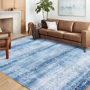 Washable Rug Large Area Rugs for Living Room Non-Slip Paisley Distressed Rugs for Bedroom Stain-Resistant Traditional Low Pile Accent Carpet - 1 of 4