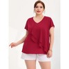 Agnes Orinda Women's Plus Size Top V Neck Flutter Sleeves Layered Chiffon Ruffle Elegant Blouses - 3 of 4