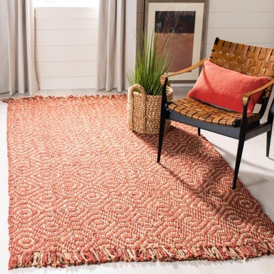 Rust Hand-Knotted Jute Rectangular Area Rug 4' x 6'