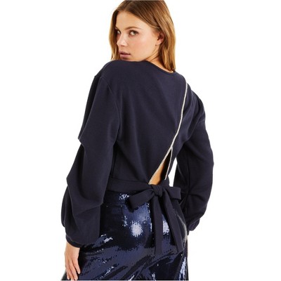 I.N.C International Concepts Womens Embellished Sweatshirt, Blue, Small