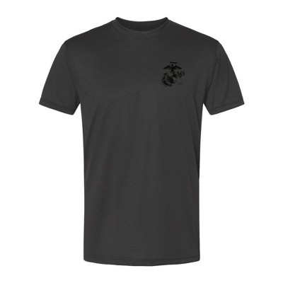 OUTSIDE THE WIRE Leatherneck for Life Blackout Left Chest Eagle, Globe, and Anchor Established Performance T-Shirt