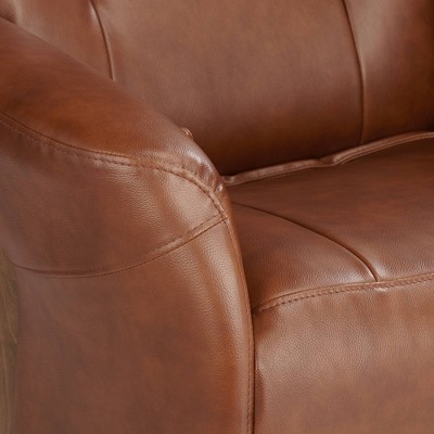Augusta Brown Faux Leather Swivel Recliner with Adjustable Headrest