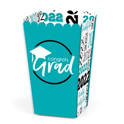 Big Dot of Happiness Teal Grad - Best is Yet to Come - Turquoise 2022 Graduation Party Favor Popcorn Treat Boxes - Set of 12