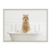 Kate and Laurel Sylvie Alpaca In Bubble Bath Neutral Style Framed Canvas by Amy Peterson Art Studio, 18x24, White - 2 of 4
