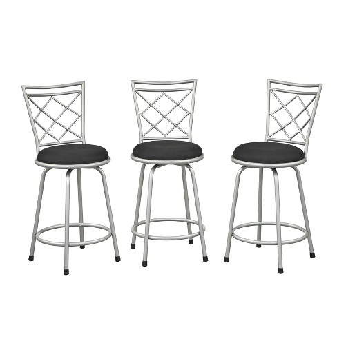 Set Of 3 Avery Adjustable Metal Barstool Silver Buylateral Target