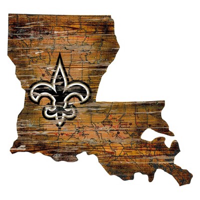 NFL New Orleans Saints 12" State Map Wood Sign